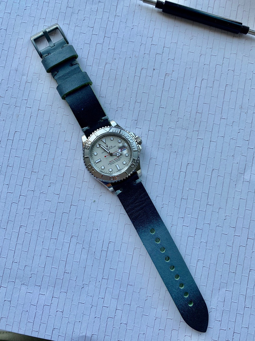 Thumbnail: Dark GREEN/GRAY DDA leather strap 