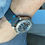 Thumbnail: Dark GRAY vintage crazy horse strap Bright BLUE stitch