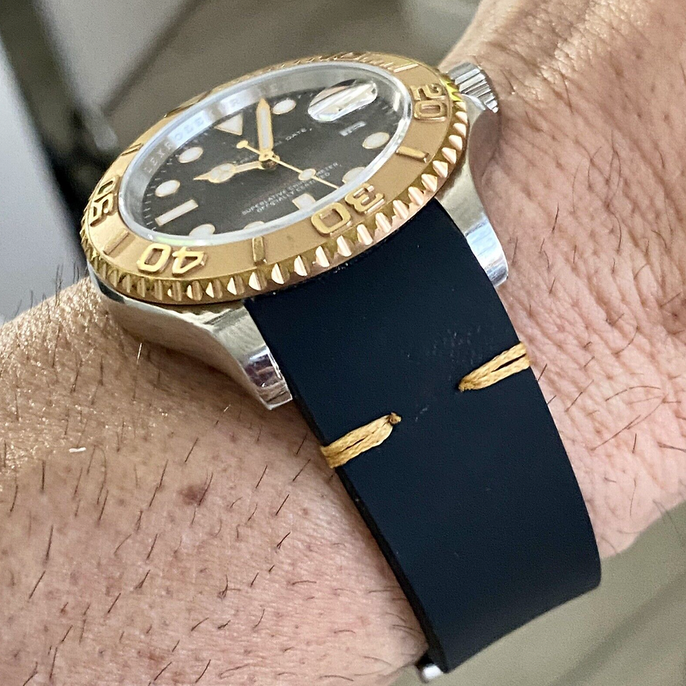 Thumbnail: BLACK F Silicone Rubber Strap May Fit Standard Round Watch Cases GOLD