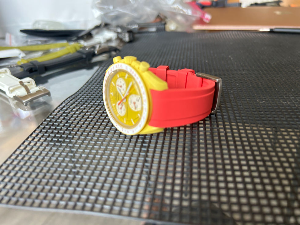 Thumbnail: 20mm RED Vulcanized long Caoutchouc rubber Strap Omega "Mission to the Moon"