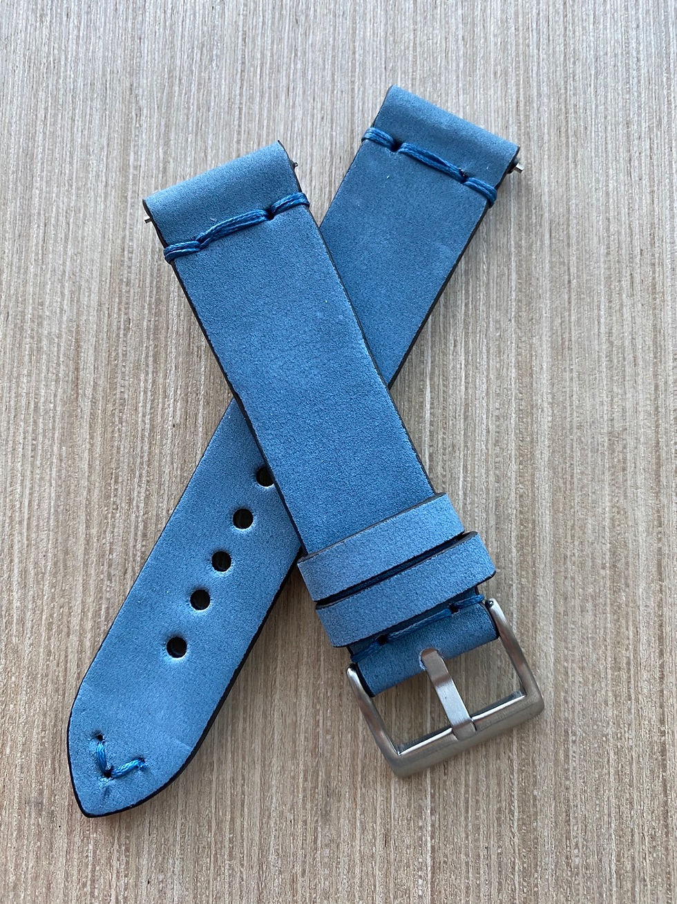 Thumbnail: Thick BLUE Nubuck leather modern strap