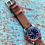 Thumbnail: Golden Brown Craxy horse leather strap Slate BLUE