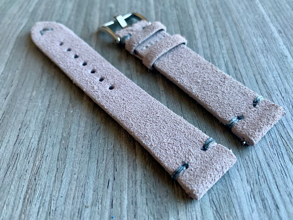 Thumbnail: Light Gray Suede Vintage Leather strap GRAY stitching