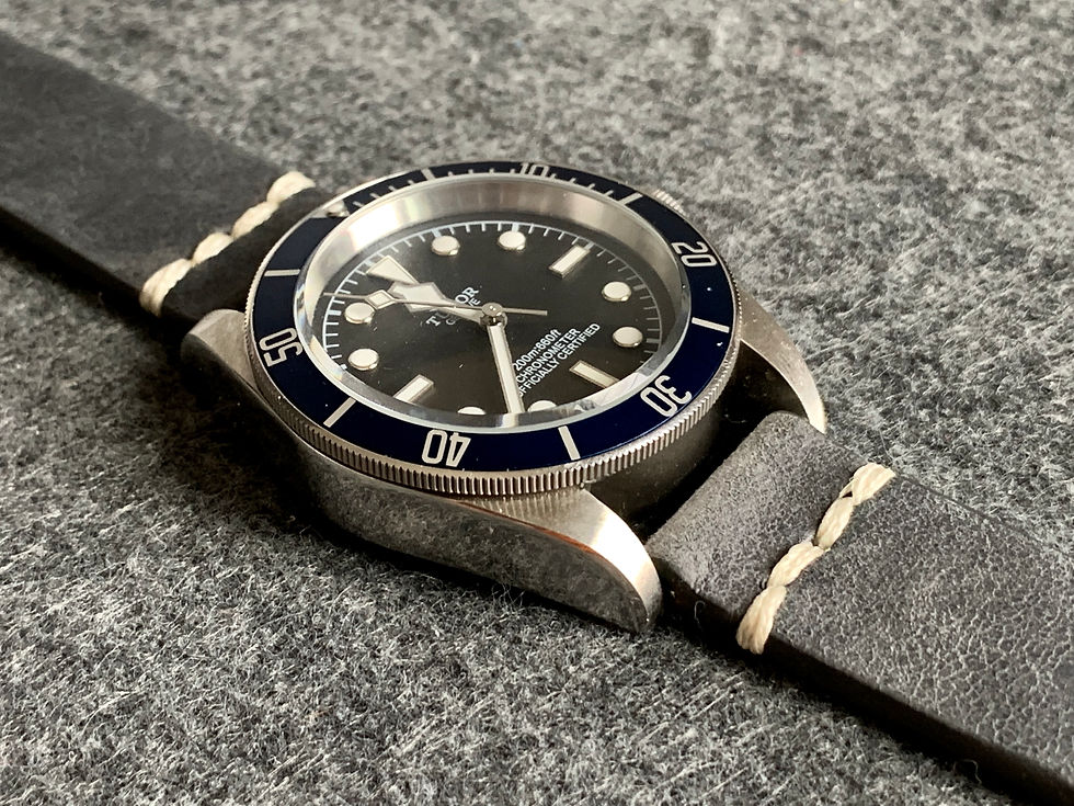 Thumbnail: Dark GRAY Vintage Leather strap WHITE stitching