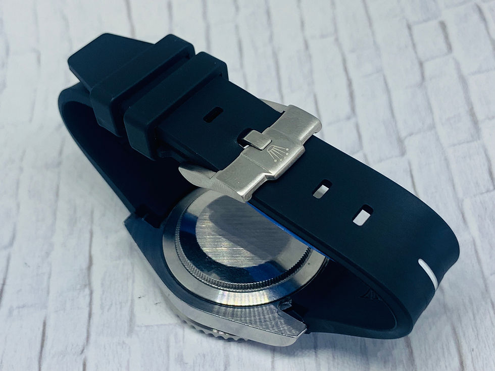 Thumbnail: 20mm Black/White Vulcanized Rolex Rubber Strap - Submariner