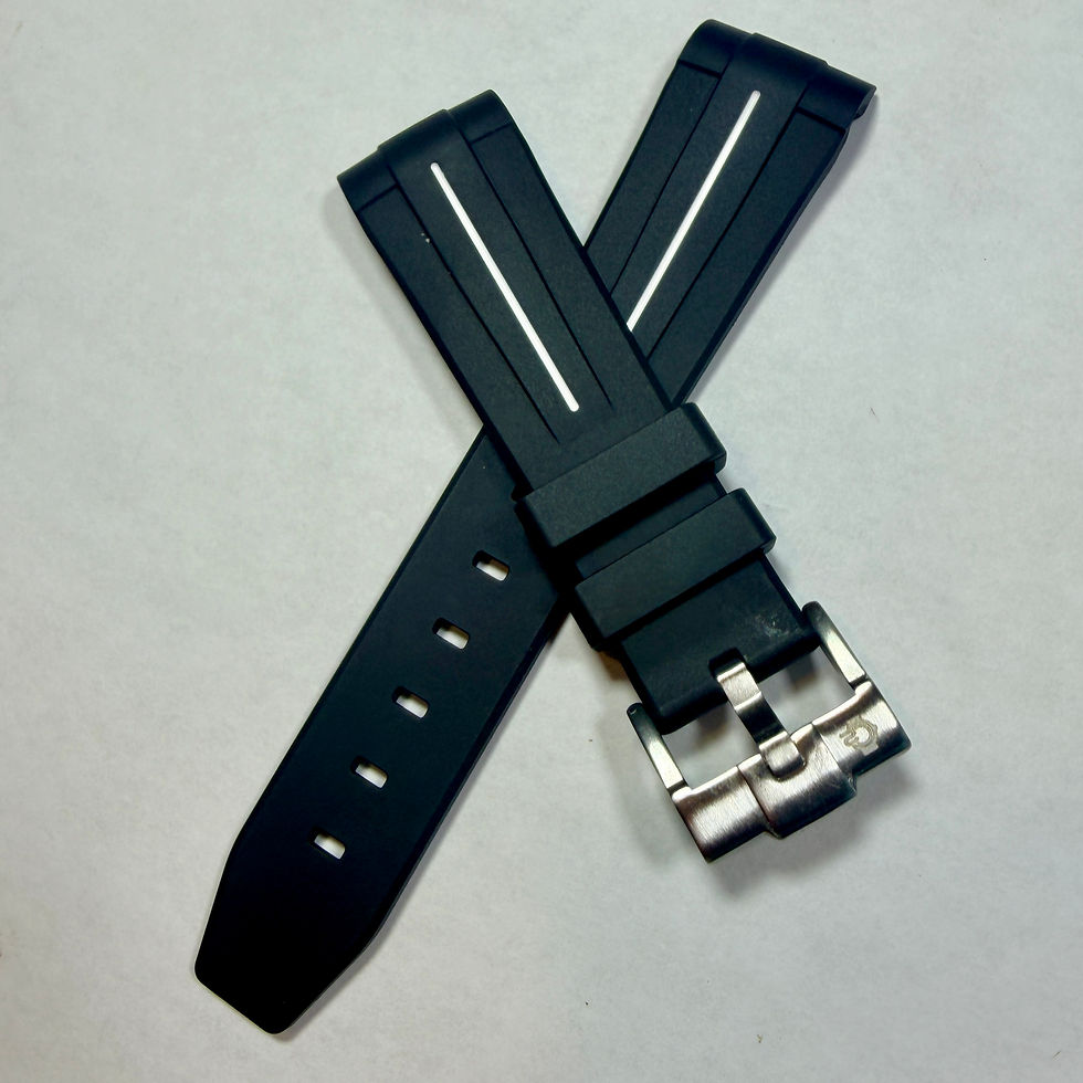 Thumbnail: 20mm BLACK Vulcanized Caoutchouc rubber Strap Rolex YACHTMASTER WHITE stripe GMT