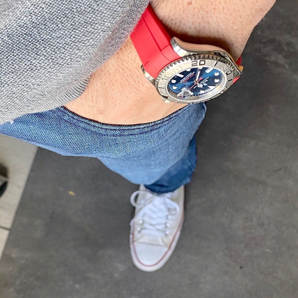 Thumbnail: 20mm RED Vulcanized Rubber strap for Rolex watches