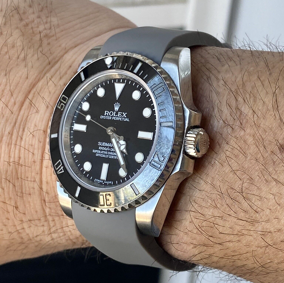 Thumbnail: GRAY Silicone Rubber Strap Band Fits Rolex submariner - Upgraded Buckle