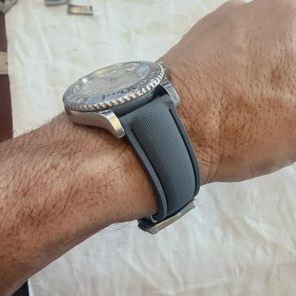Thumbnail: GRAY FKM Rubber Watch Strap Quick Release with Deployment Buckle Includ