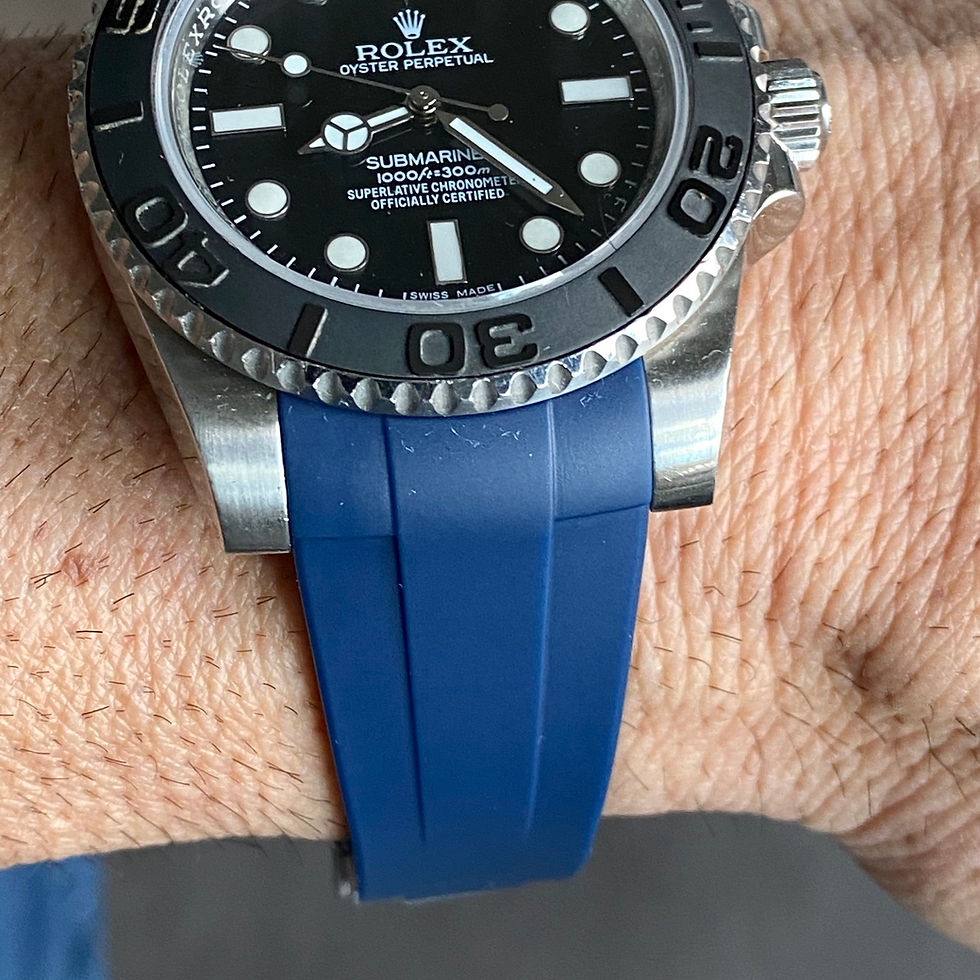Thumbnail: 20mm Blue Vulcanized Rubber Strap for Rolex watches 