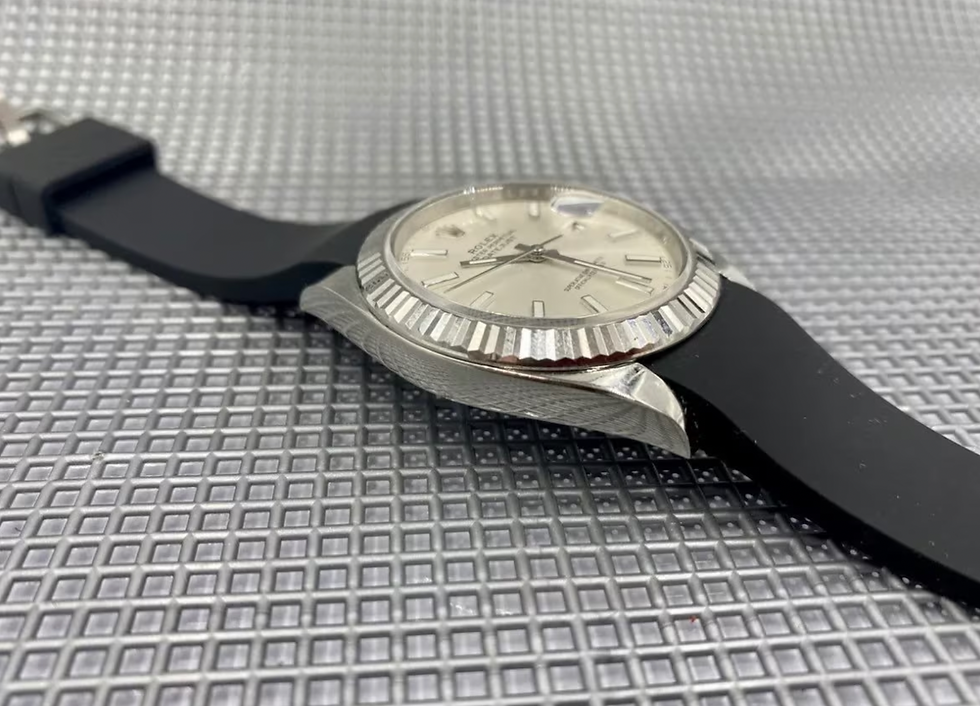 Thumbnail: BLACK Silicone Rubber soft flexible Strap fits most WATCHES