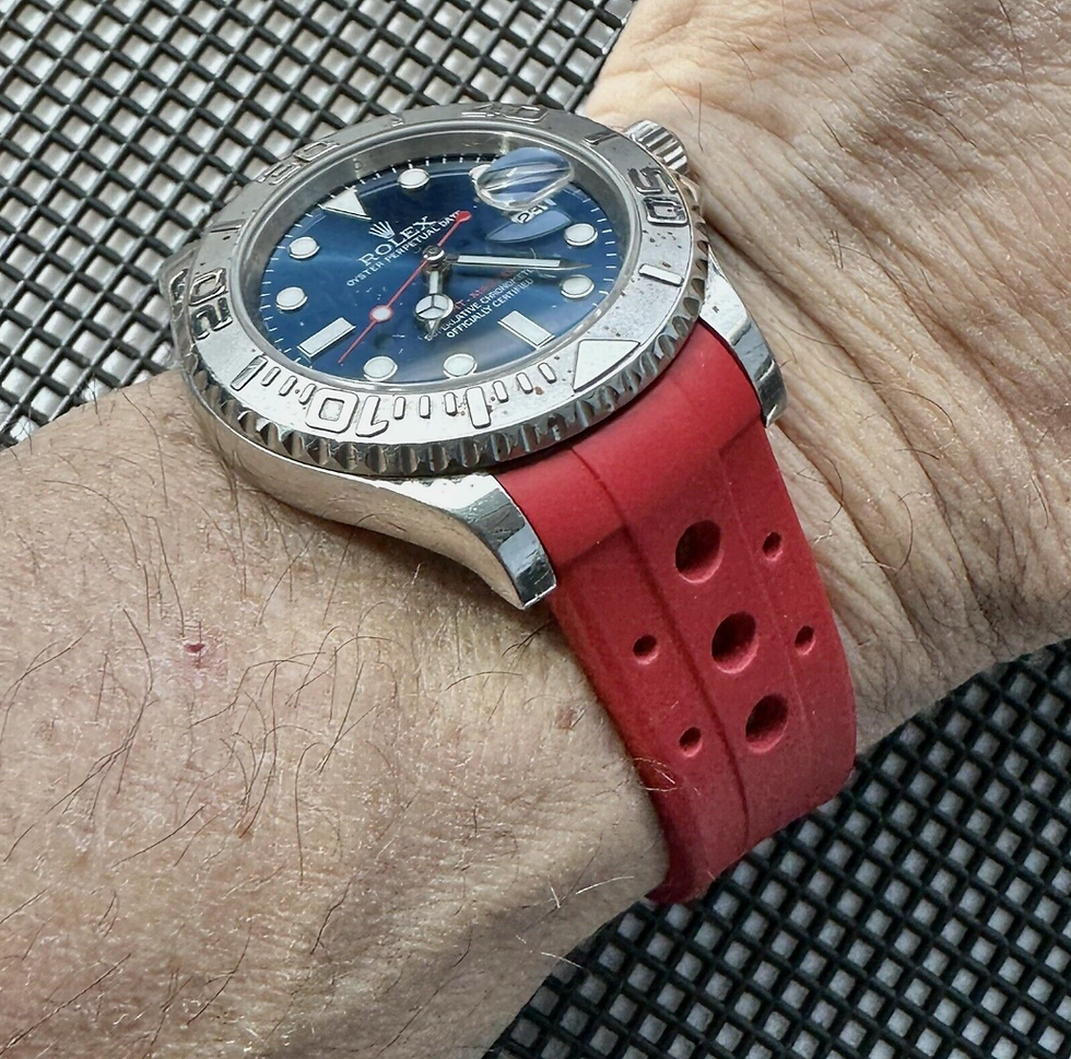 Thumbnail: 20mm RED Vulcanized Caoutchouc rubber Racing Strap Rolex Submariner GMT Watches