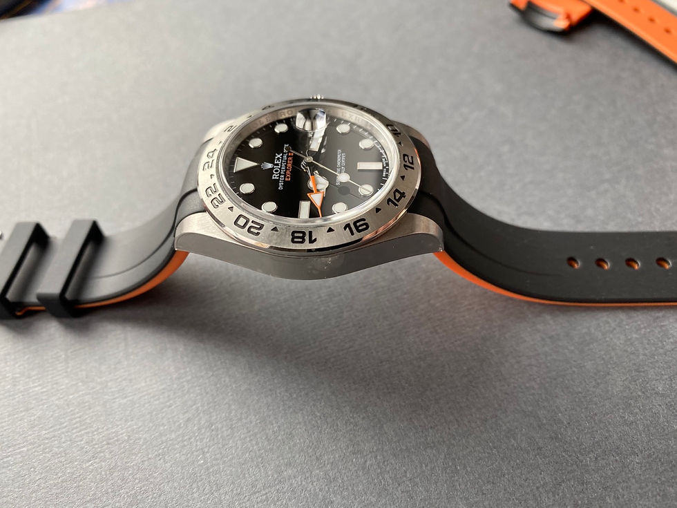 Thumbnail: 21mm BLACK/ORANGE Vulcanized Rubber for EXPLORER II READ BELOW