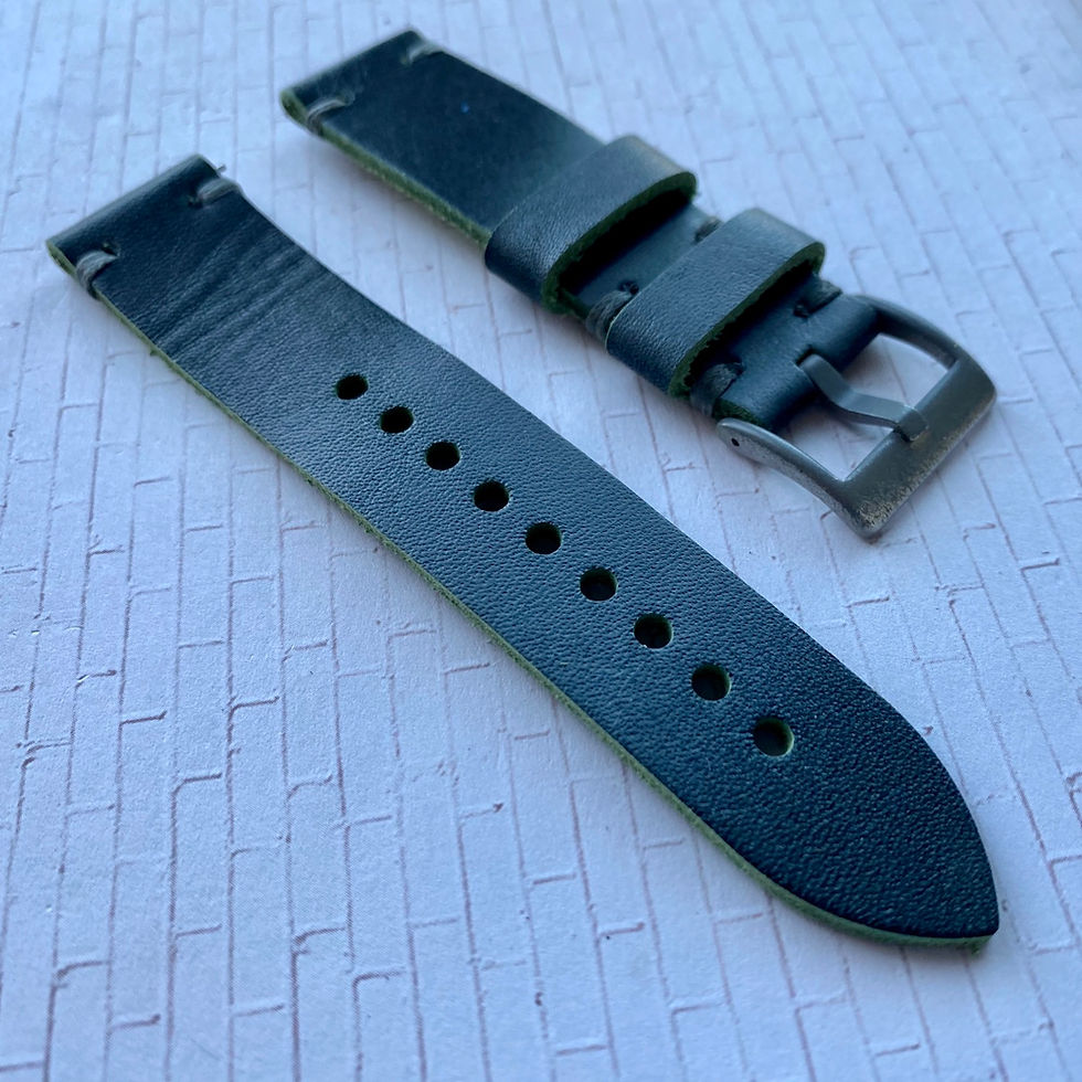 Thumbnail: Dark GREEN/GRAY DDA leather strap 