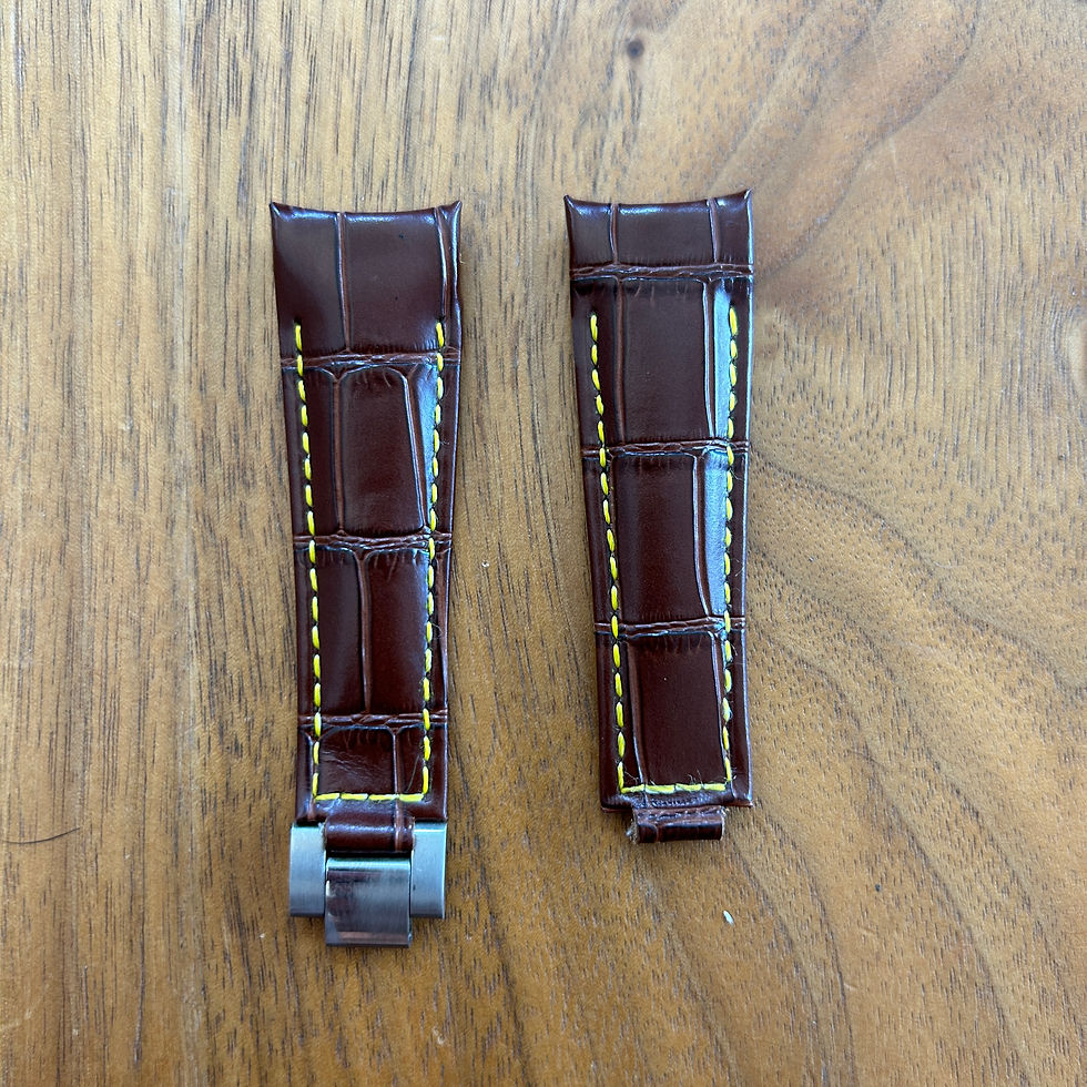 Thumbnail: 20 mm BROWN Alligator Cowhide Rolex submariner YELLOW