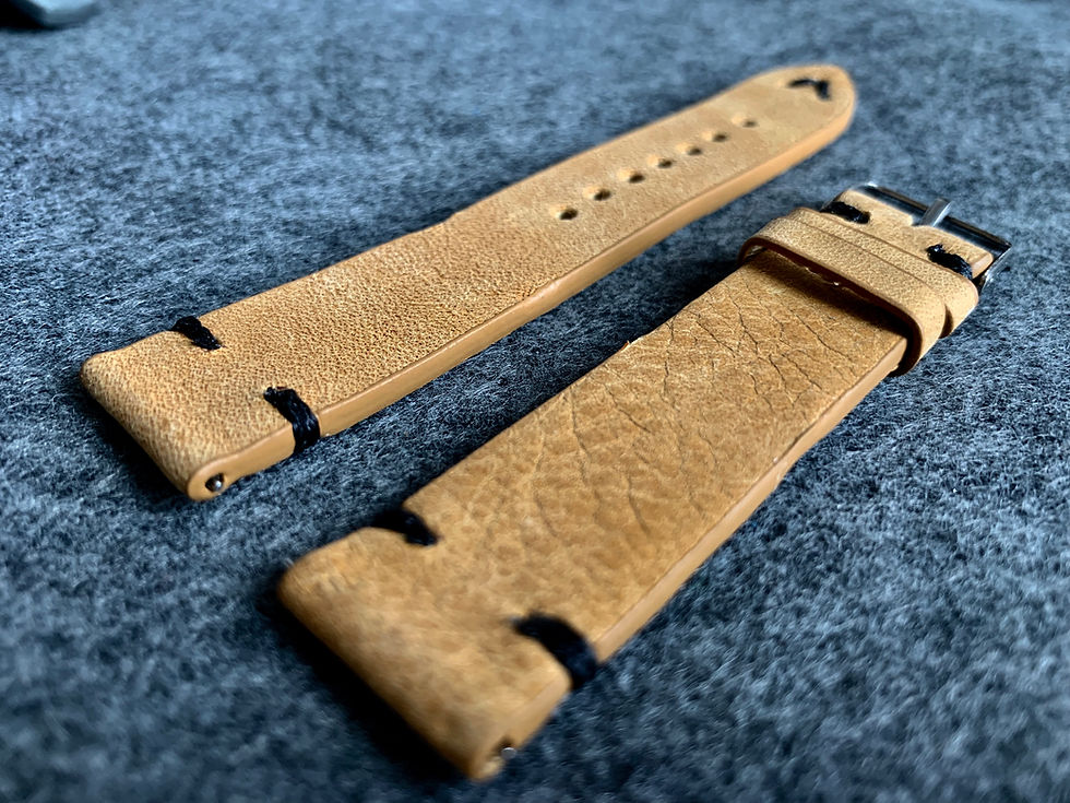 Thumbnail: BROWN Vintage Leather strap BLACK stitching