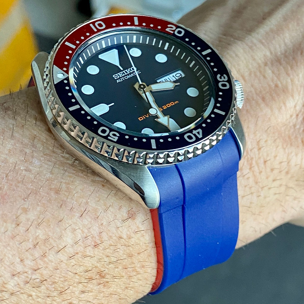 Thumbnail: 20mm BLUE/RED Vulcanized Rubber straps for Seiko watches 