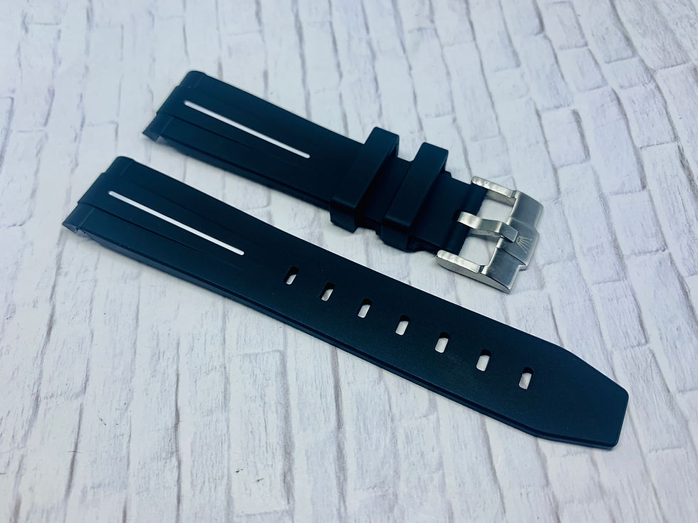 Thumbnail: 20mm Black/White Vulcanized Rolex Rubber Strap - Submariner