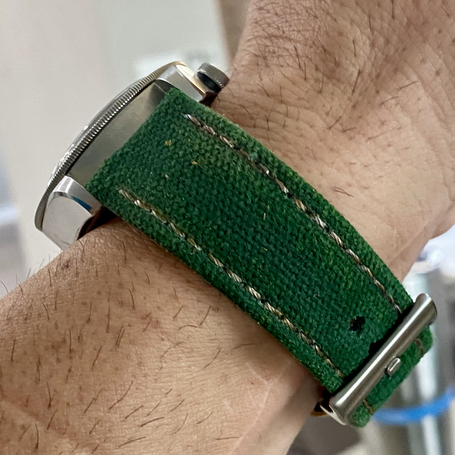 GREEN Canvas & Leather strap - 4mm thick