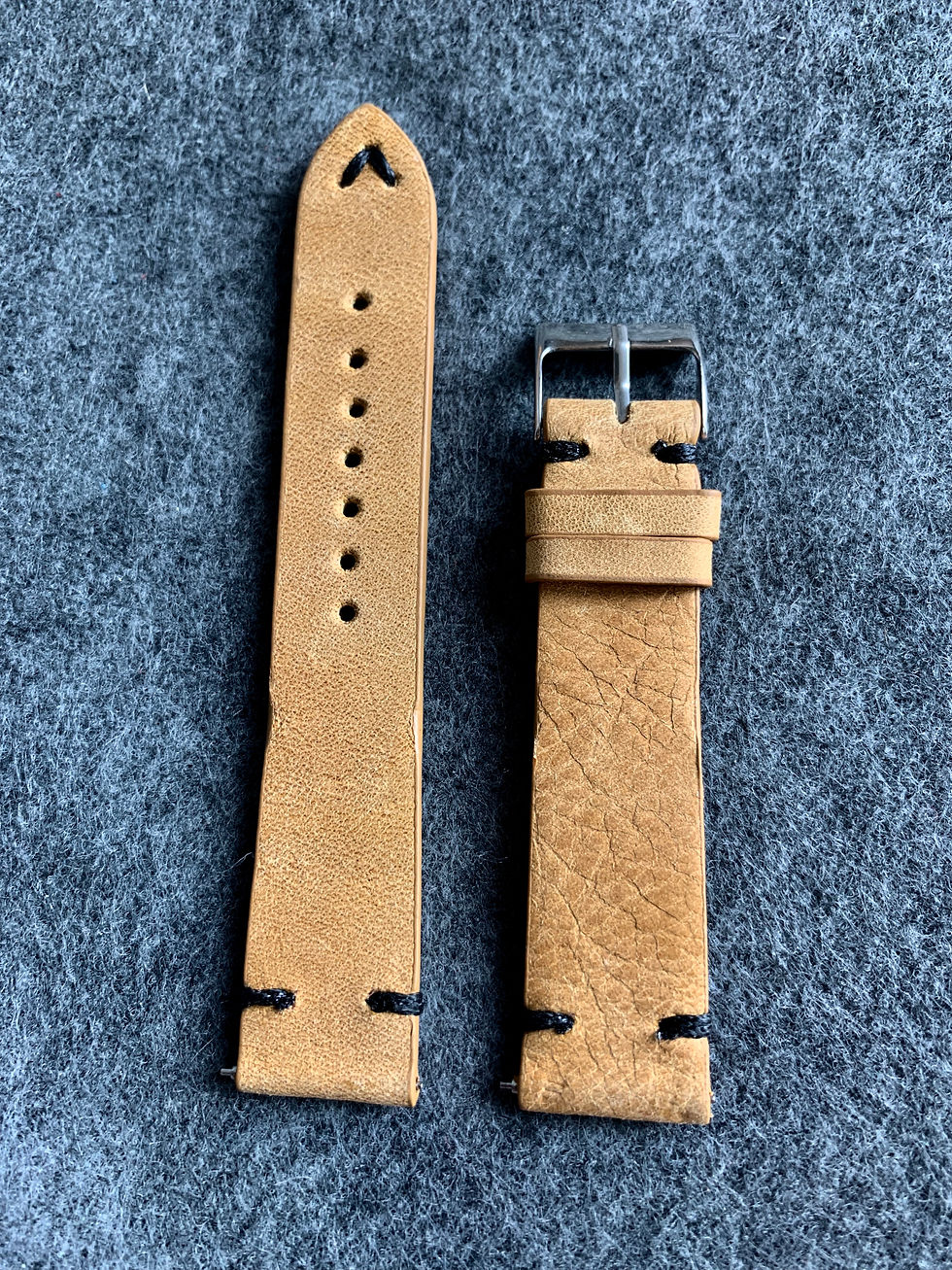 Thumbnail: BROWN Vintage Leather strap BLACK stitching