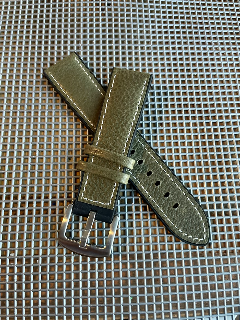 Thumbnail: Waterproof Olive GREEN top grain leather & rubber base