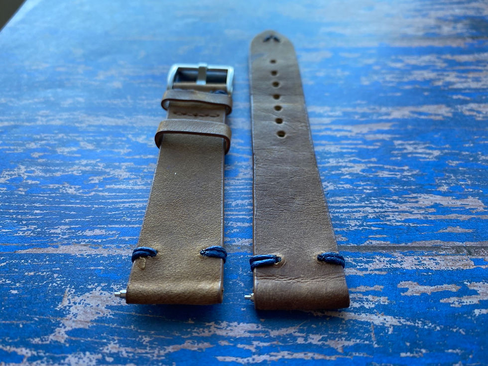 Thumbnail: BROWN Crazy horse Leather strap BLUE stitch