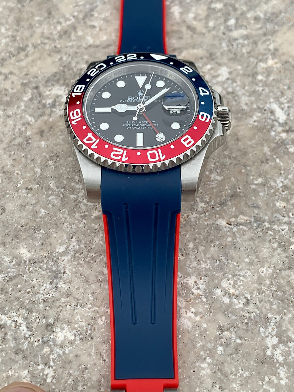 Thumbnail: 20mm Rolex Vulcanized Rubber strap/band BLUE & RED
