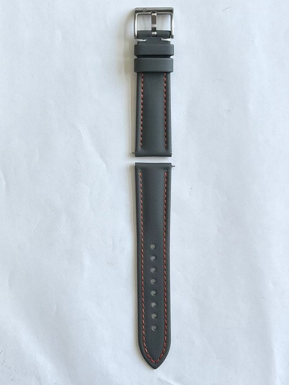 Thumbnail: Gray High Quality Real Sailcloth Waterproof Watch Strap ORANGE Stitch