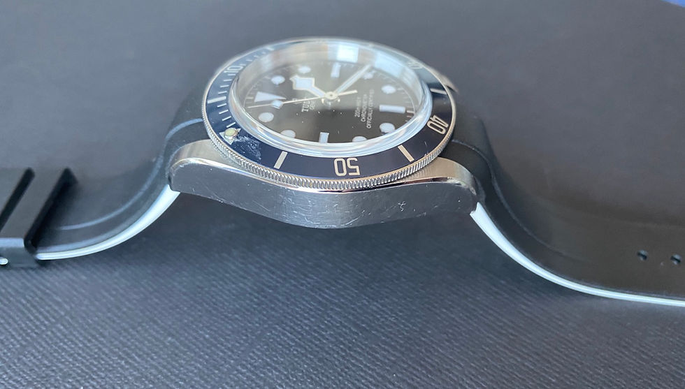 Thumbnail: 22mm BLACK WHITE Vulcanized Rubber watch strap for TUDOR Black Bay