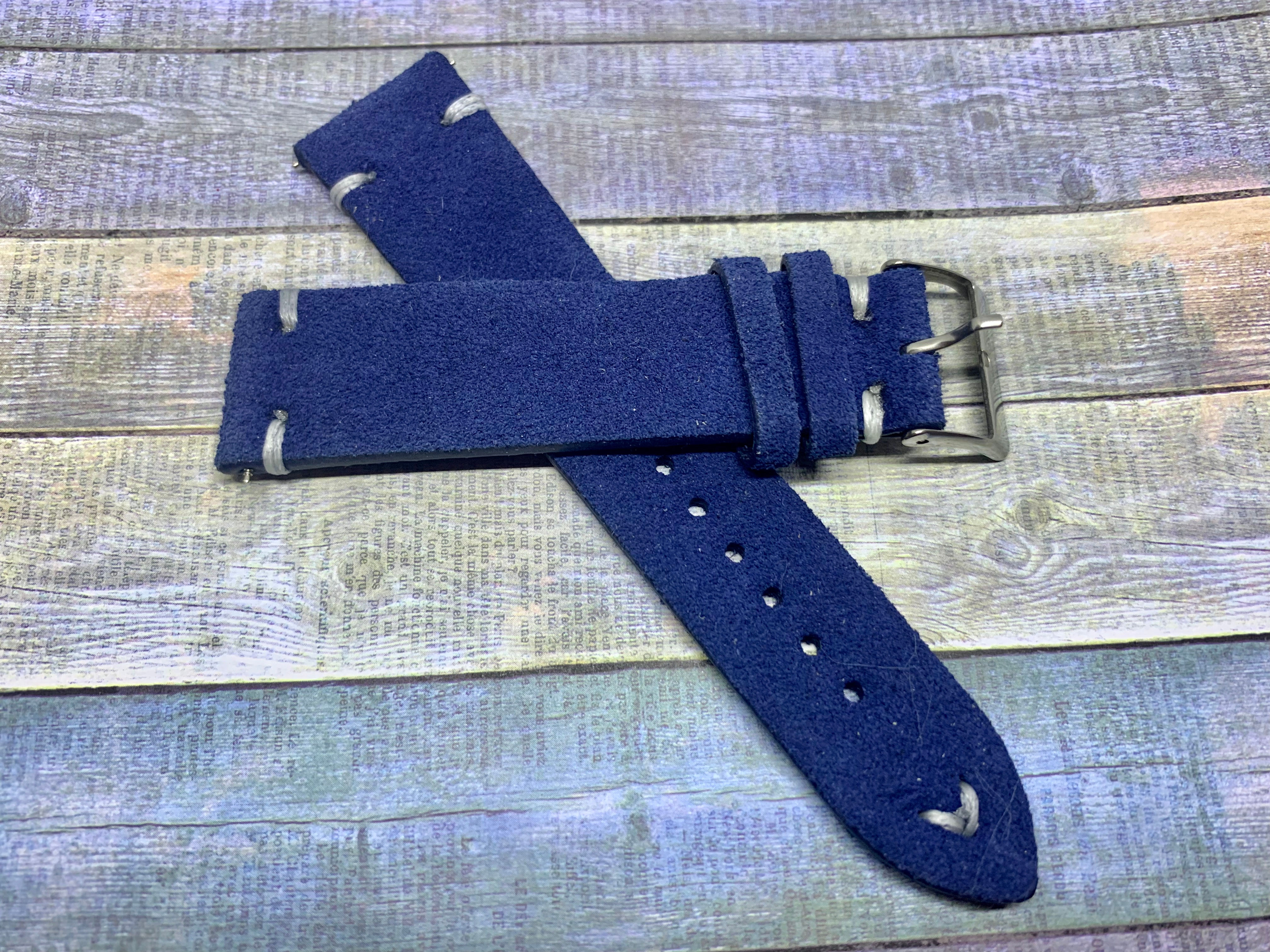 Vintage Suede Leather - Hand Made Blue