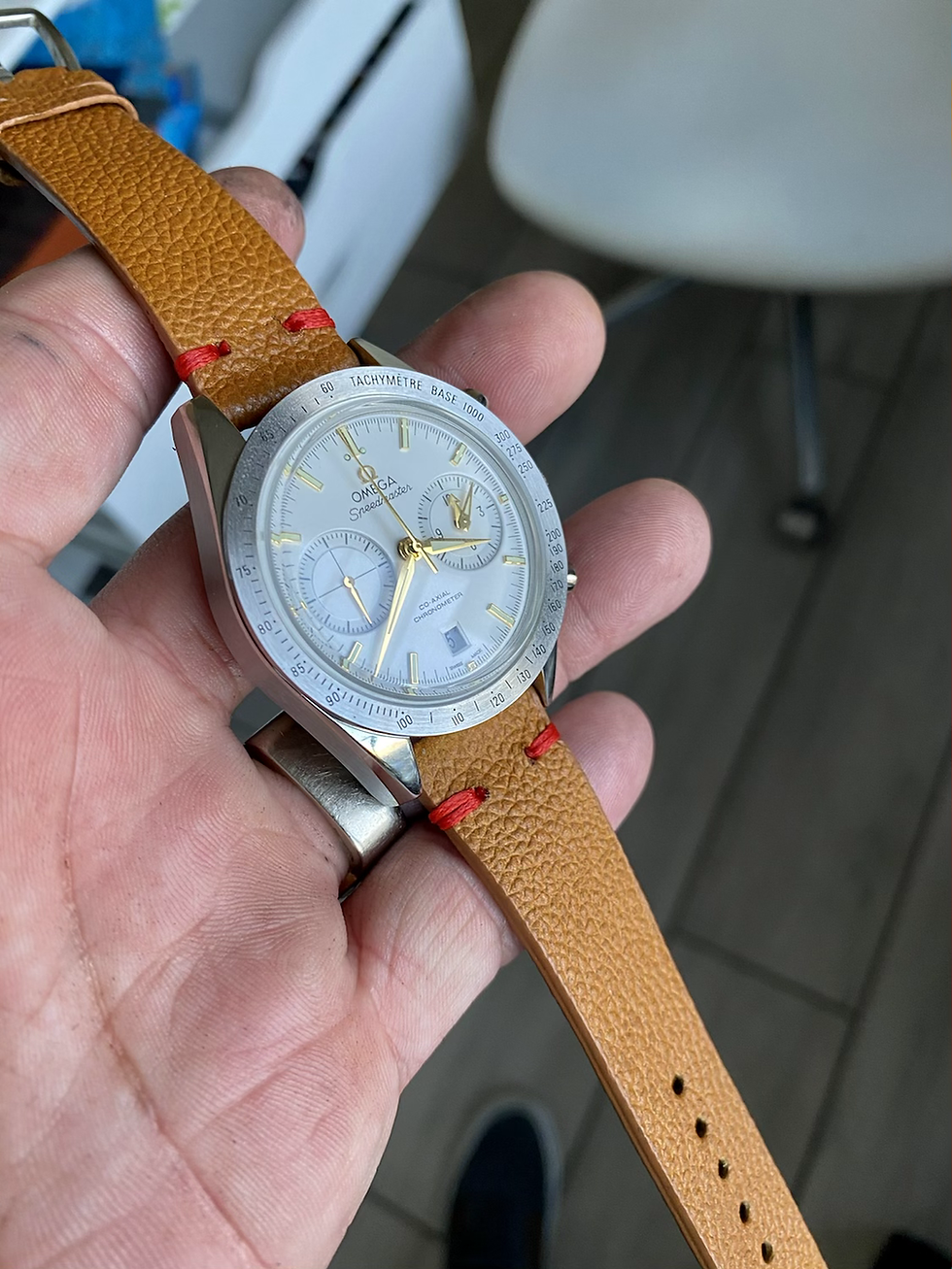 Thumbnail: LT. BROWN Horween Leather strap with RED stitching  