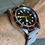 Thumbnail: Light GRAY Suede Vintage Leather strap band RED stitch