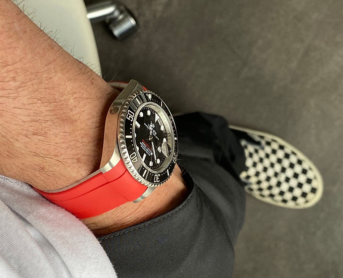 22mm RED/WHITE strap for Rolex 43mm Sea dweller