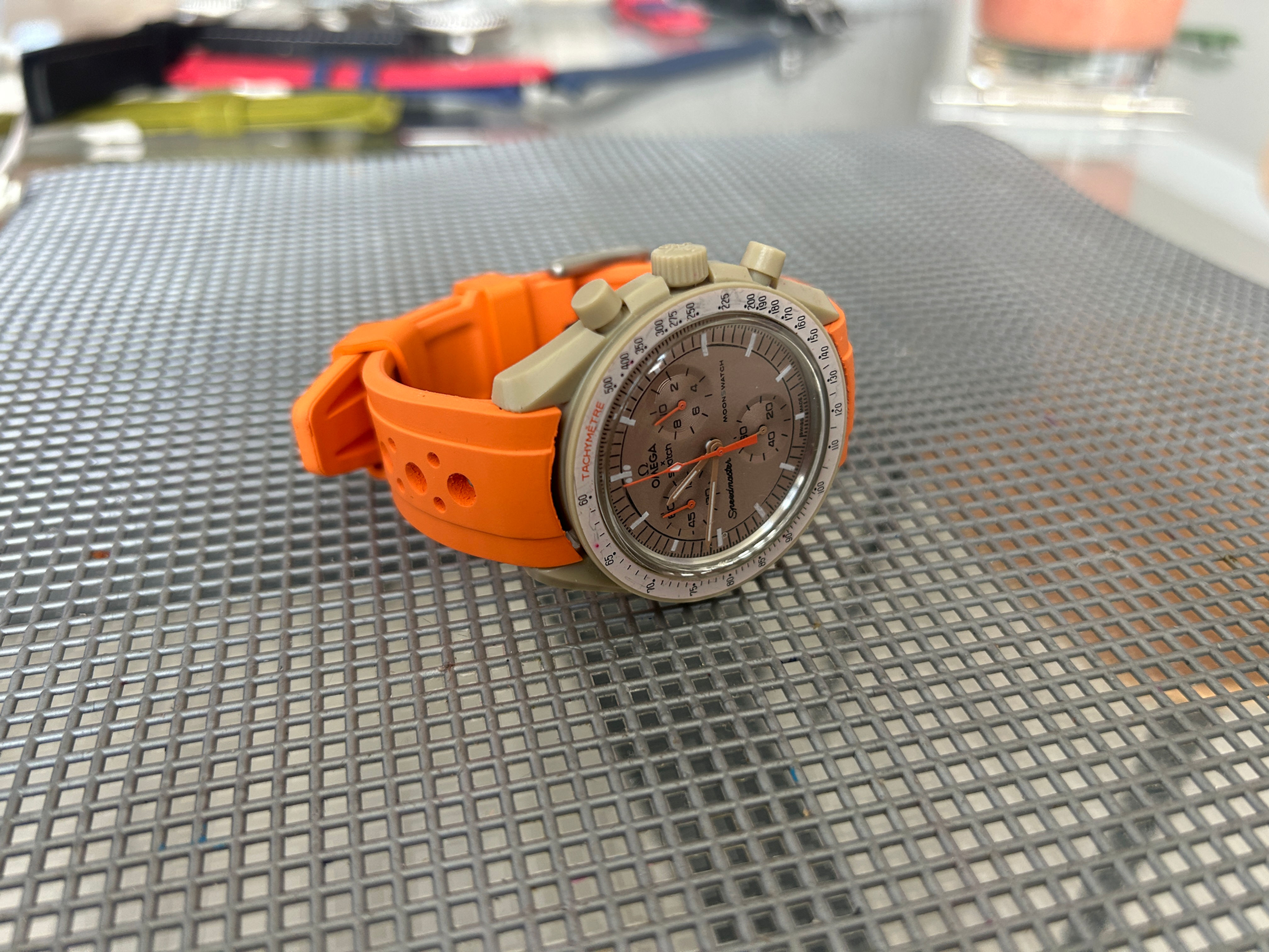 20mm ORANGE Vulcanized Caoutchouc Long Racing Omega Moonswatch
