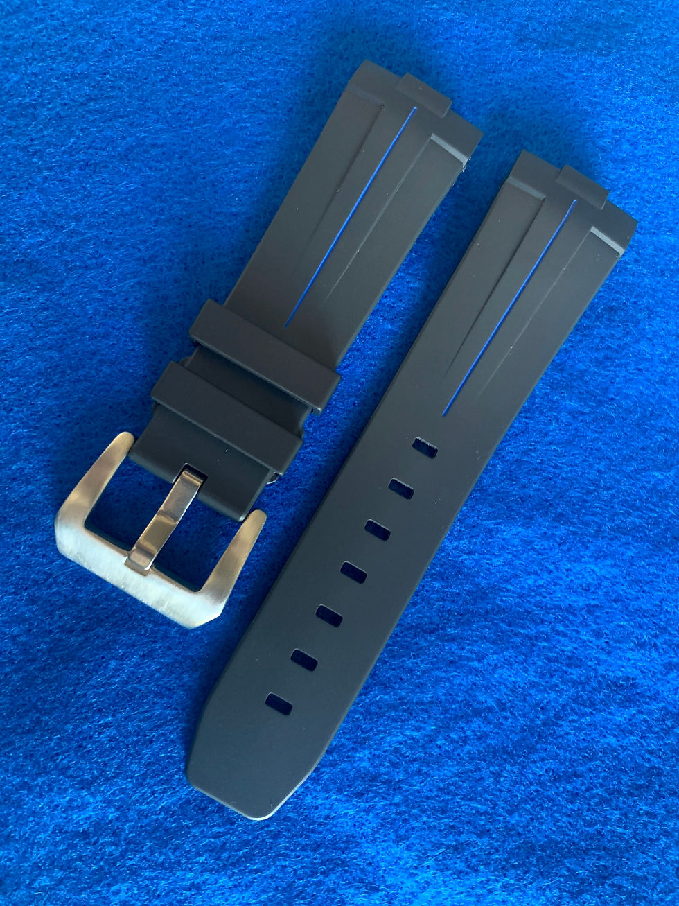 Thumbnail: 24mm Vulcanized Rubber Strap for Panerai Luminor - Perfect fit Blue Stripe