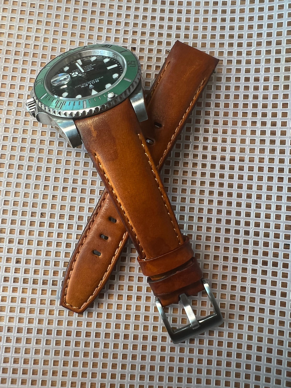 Thumbnail: 20mm LT BROWN distressed vegetable tanned leather for Rolex 