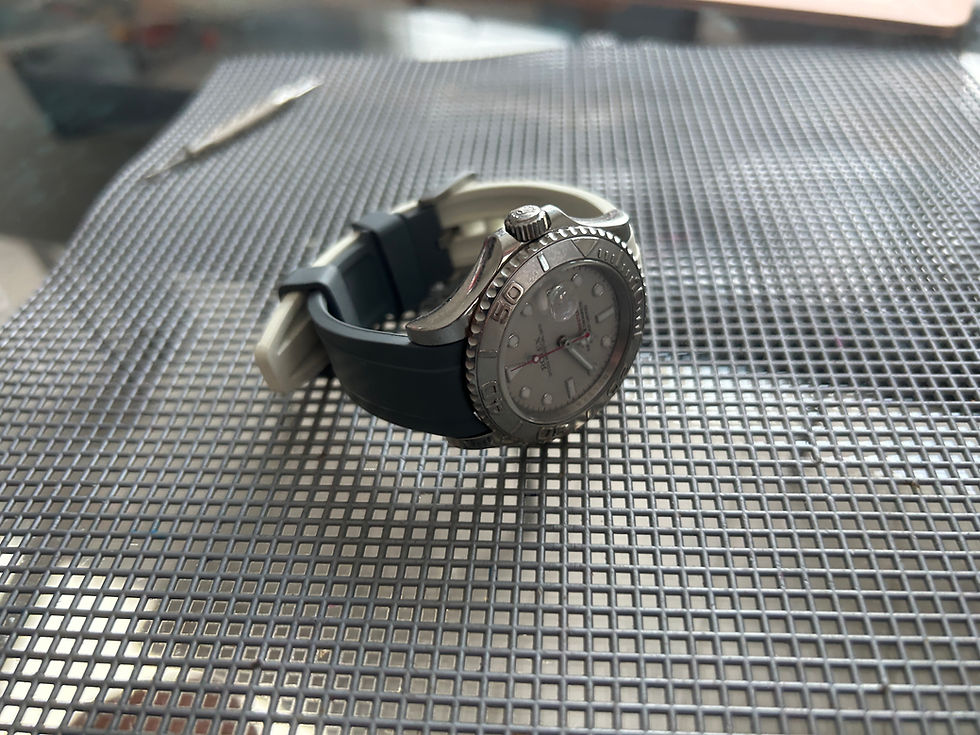 Thumbnail: 20mm GRAY/WHITE Vulcanized Caoutchouc rubber Strap Long Rolex Yacht-Maste
