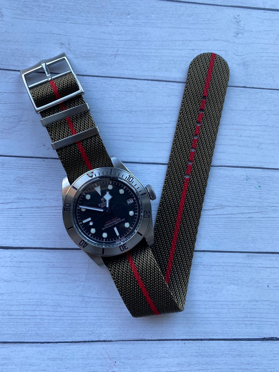 Thumbnail: TUDOR NATO strap (OLIVE GREEN & RED)