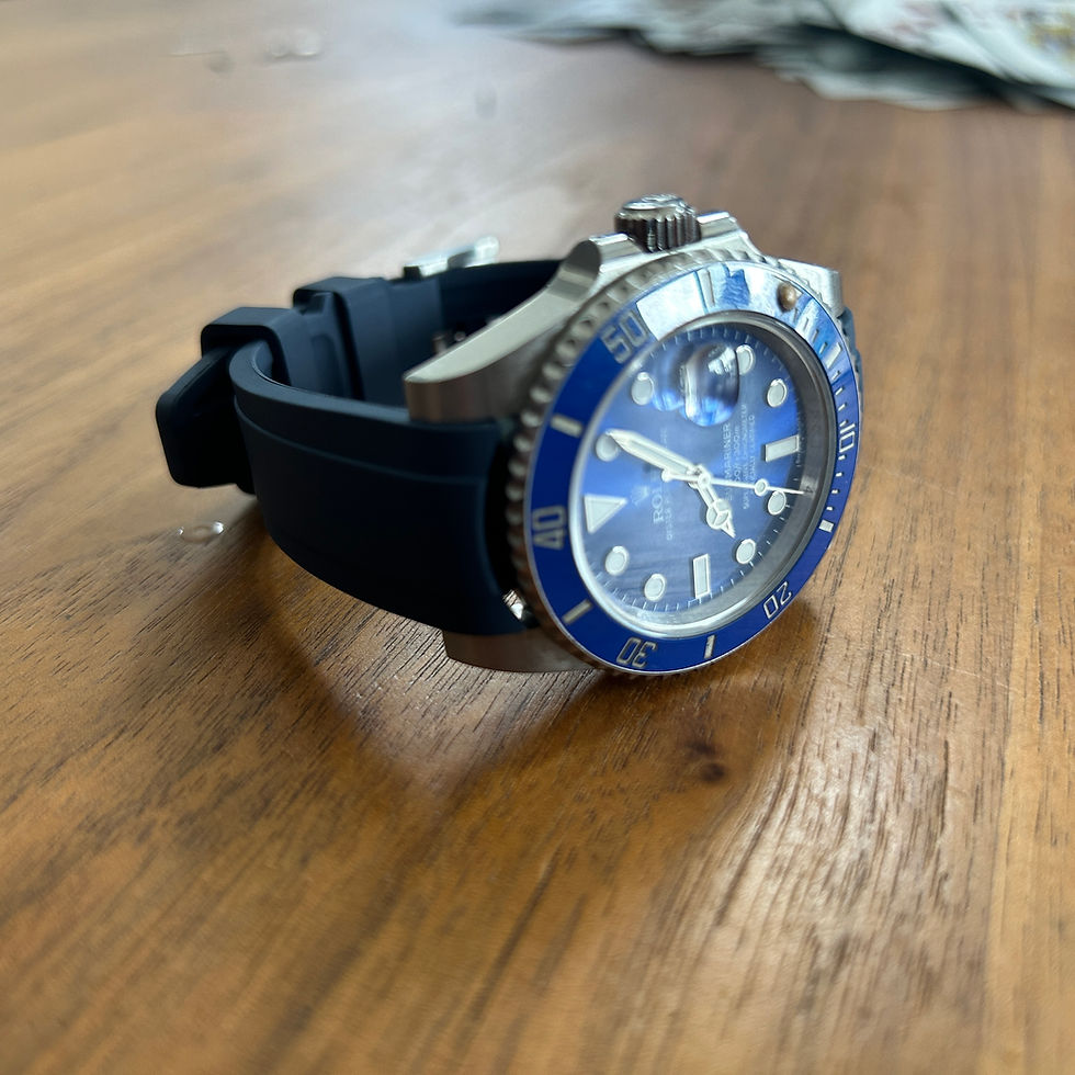 Thumbnail: 20mm BLUE Vulcanized Caoutchouc rubber Strap Long Rolex SUBMARINER