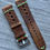 Thumbnail: DARK BROWN Thick, Crazy Horse Leather Racing watch strap GREEN Stitch