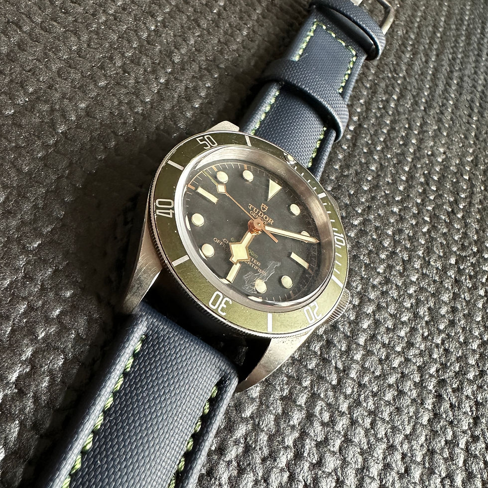 Thumbnail: Navy High Quality Real Sailcloth Waterproof Watch Strap GREEN Stitch