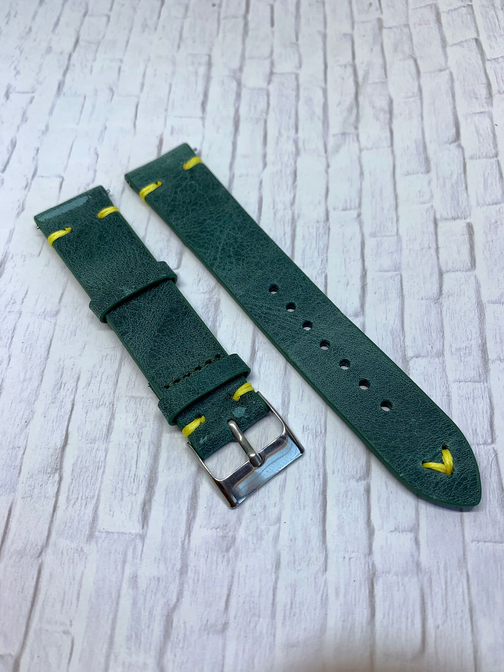 Thumbnail: QR - Vintage Leather - Hand Made Green Strap
