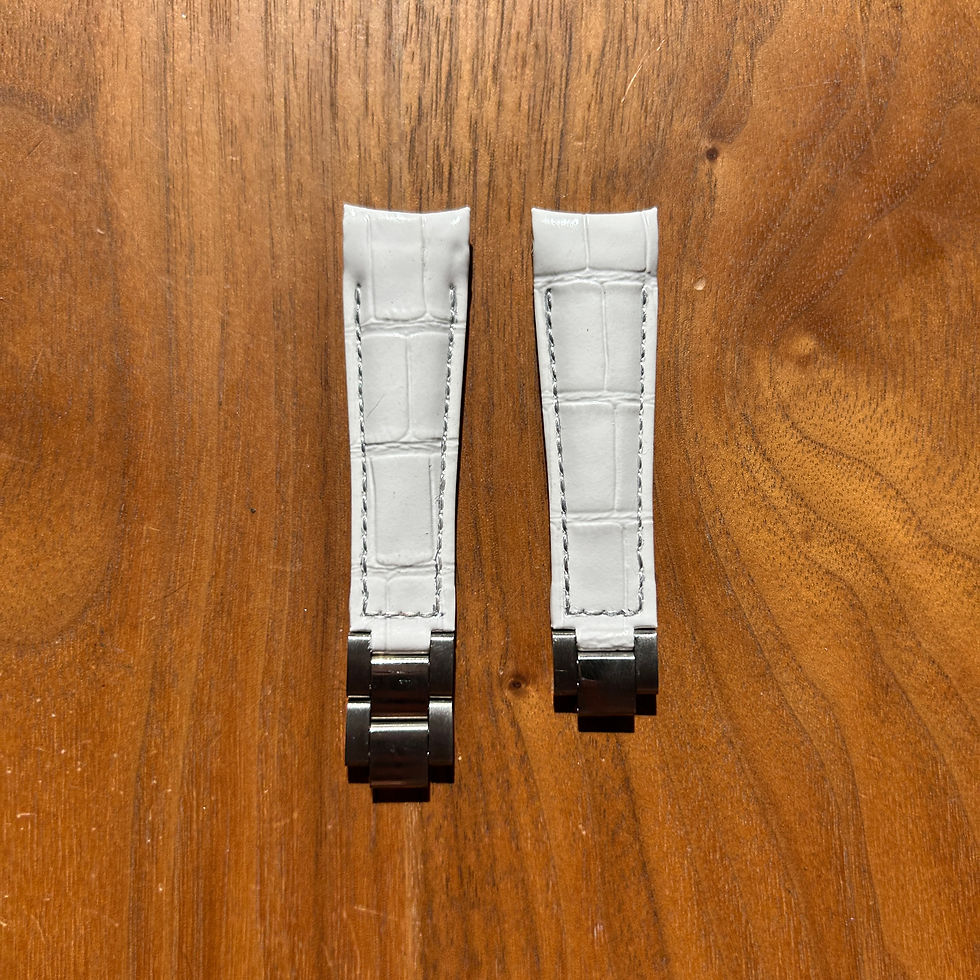 Thumbnail: 20 mm WHITE Alligator Cowhide Rolex submariner SILVER
