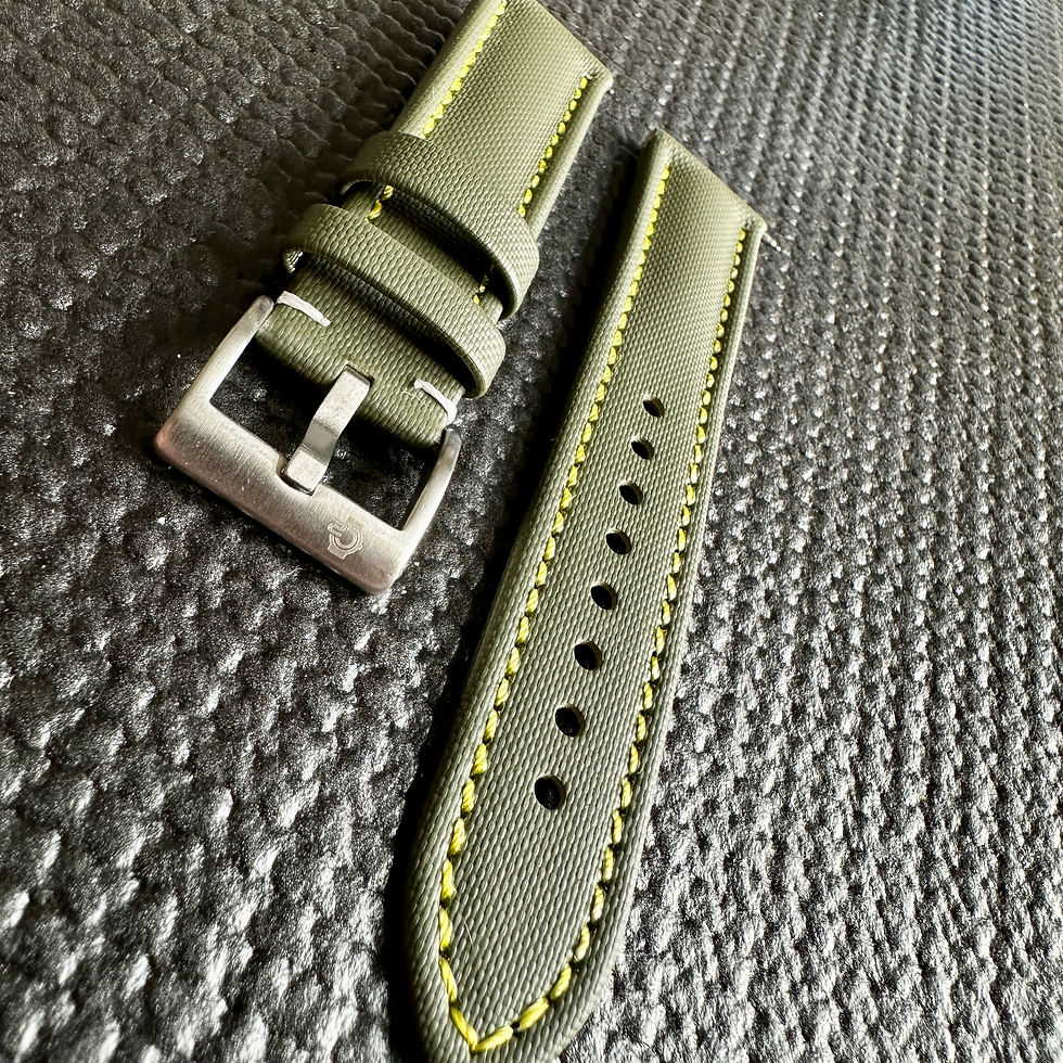 Thumbnail: Green High Quality Real Sailcloth Waterproof Watch Strap YELLOW Stitch