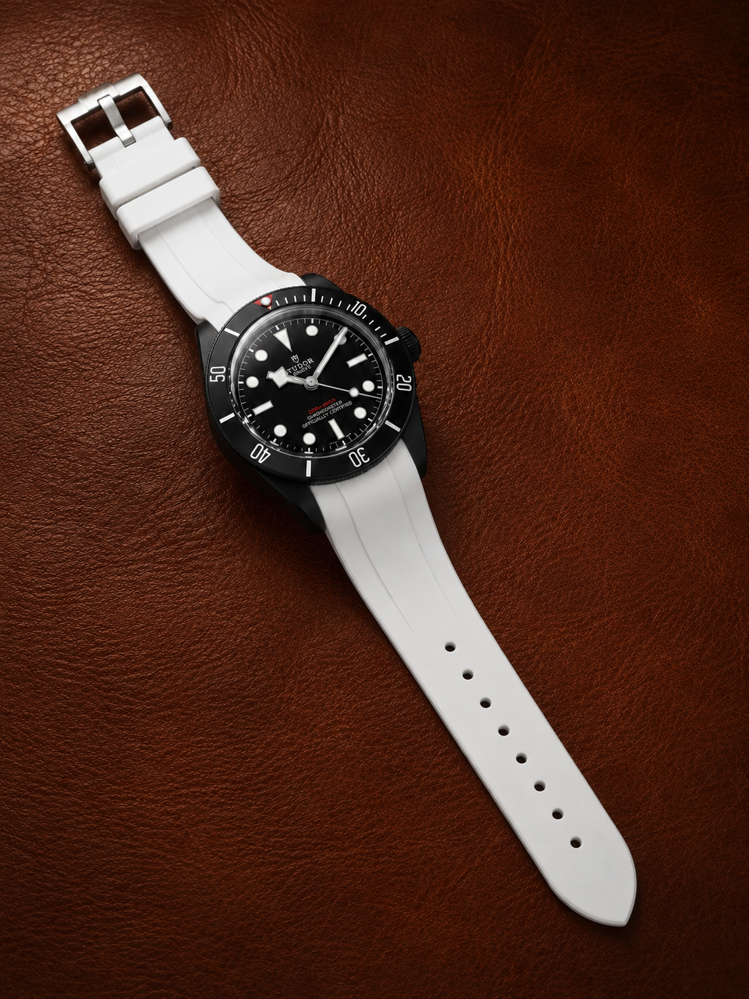 22mm WHITE Vulcanized Caoutchouc rubber Strap TUDOR Geneve Black Bay Wa