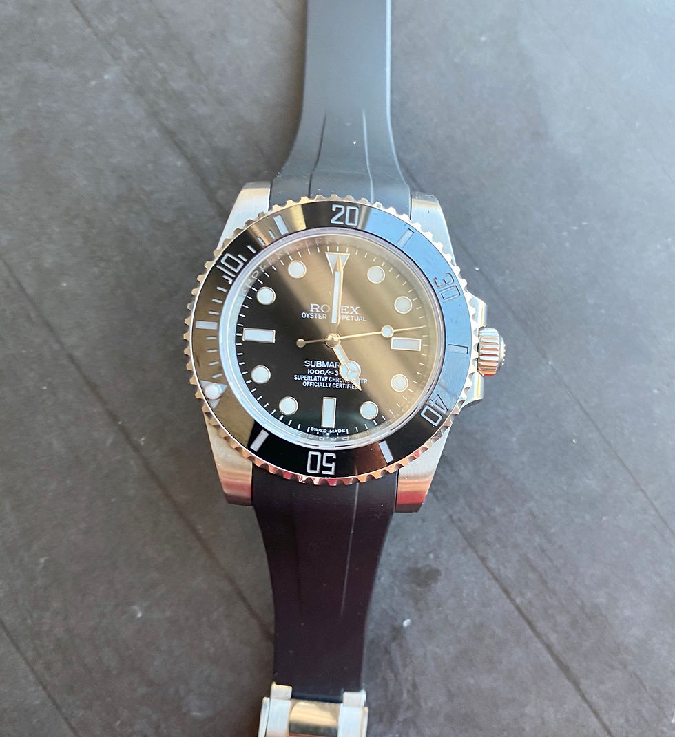 Thumbnail: 20mm Black Vulcanized Rolex Rubber Strap - Submariner, GMT,