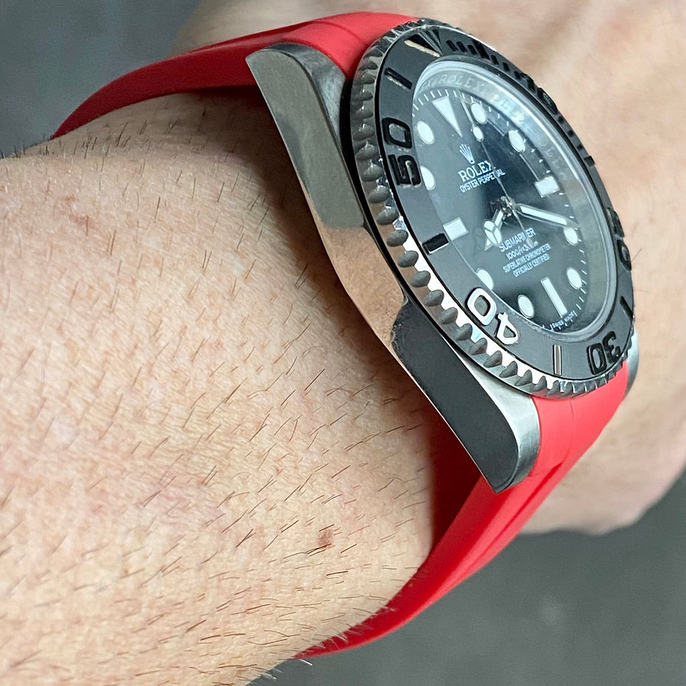Thumbnail: 20mm RED Vulcanized Rubber strap with Deployment 
