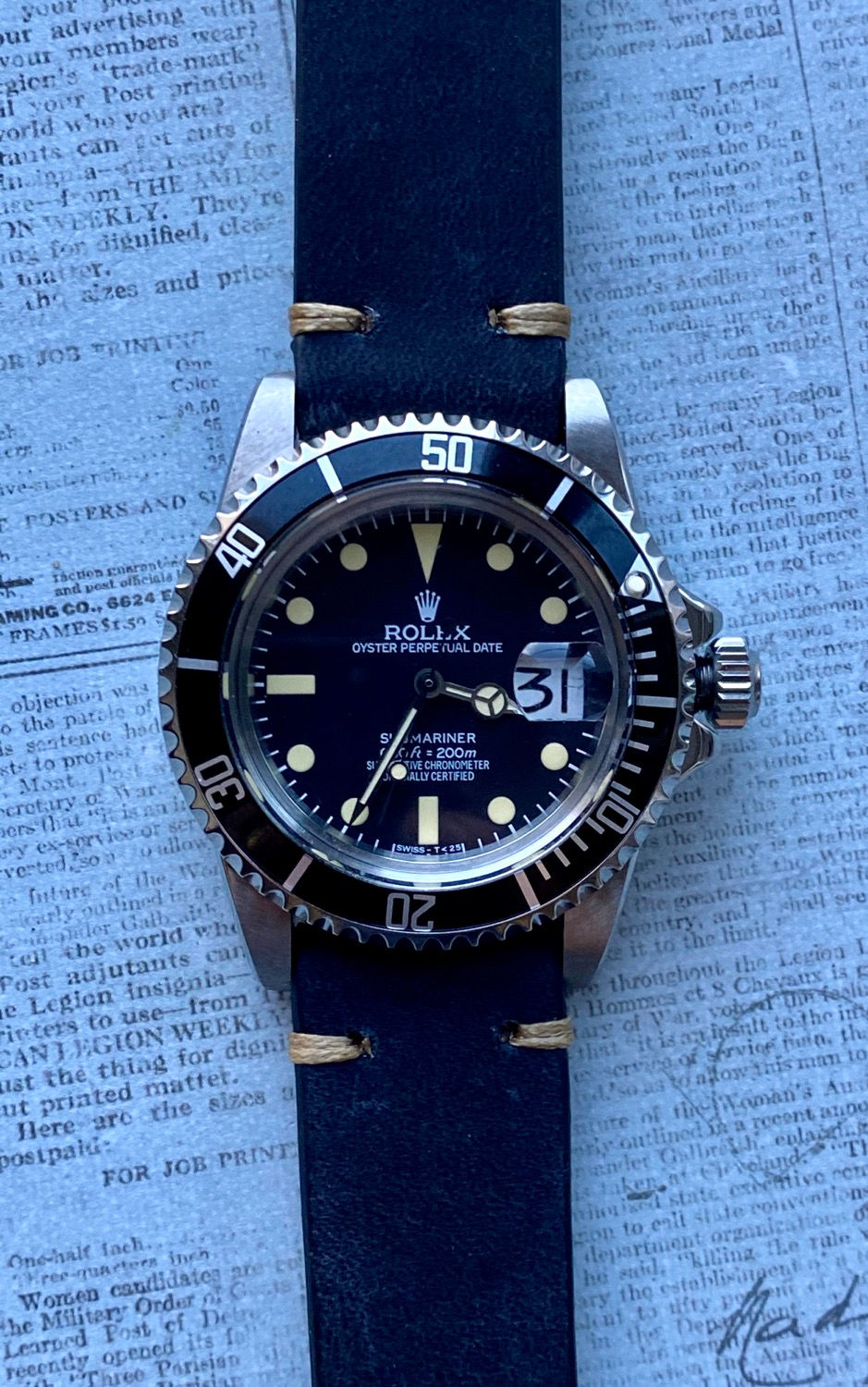 Thumbnail: REALLY Dark Gray (almost black) Leather strap TAN 