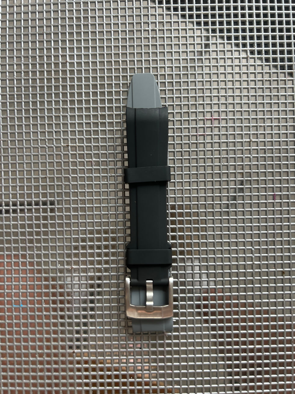 Thumbnail: 20mm BLACK/GRAY Vulcanized Caoutchouc rubber Strap Long Rolex GMT Sprit