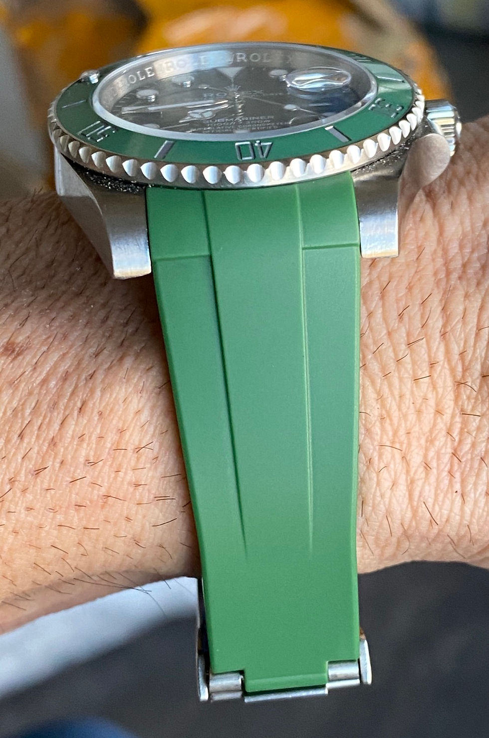 Thumbnail: 20mm GREEN Vulcanized Rubber straps for Rolex wTches